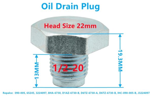 090-005 65245 3224097 8HA-6730 D1AZ-6730-B D6TZ-6730-A D6TZ-6730-B IHC-090-005-B J3224097 oil drain plug sump plug