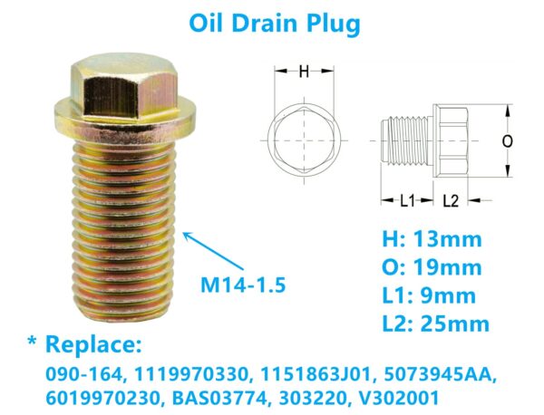 1119970330 5073945AA 6019970230 1151863J01 oil drain plug sump plug