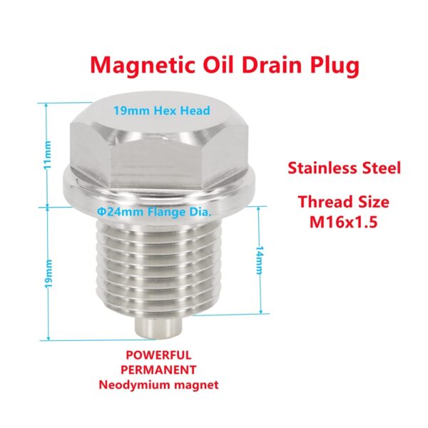 M16x1.5 Stainless Steel Magnetic Oil Drain Plug