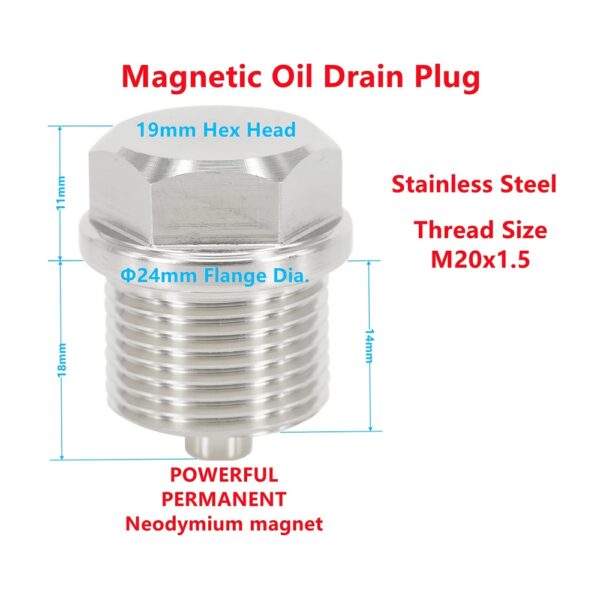 M20x1.5 Stainless Steel Magnetic Engine Oil Drain Plug 32103-KA000 32103-AA020 440801000 442661010 440801010 090-040CD 92800-20000 90009-PC6-000 94107557 94410719701 652216 032510