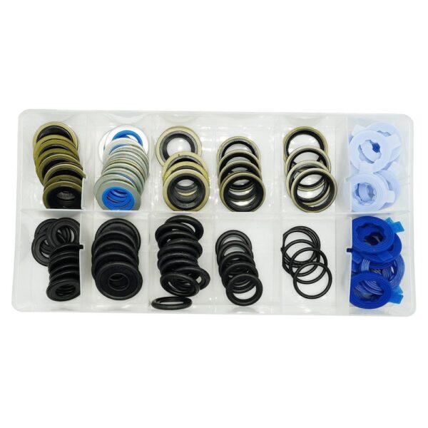 100Pcs 12 Types Metal Rubber Master Oil Drain Plug Gasket Assortment Kit Replace 097-021, 097-025, 097-035, 55196309, 097-116, 097-119, 097-115, 097-139, 097-146